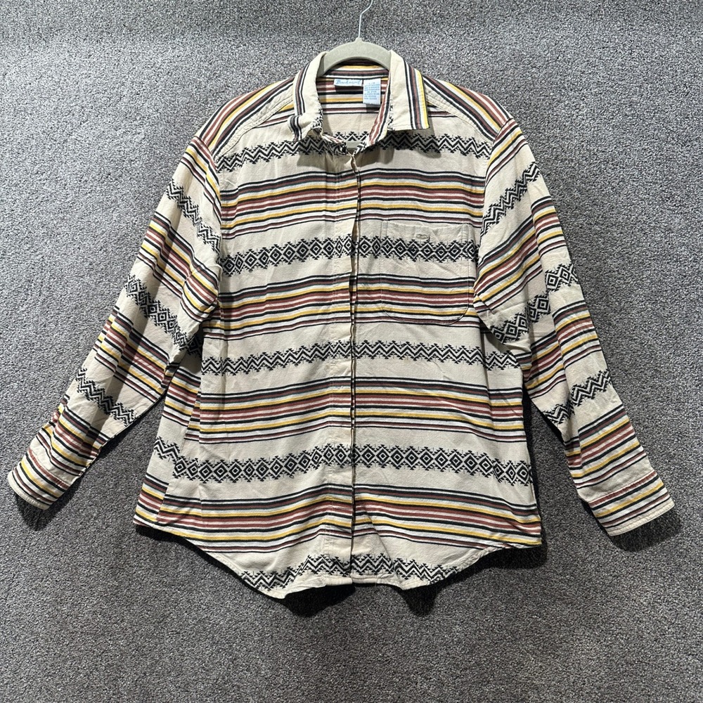 VTG Backroad Blues Mens Large Southwestern Striped Cotton Button Down Shirt